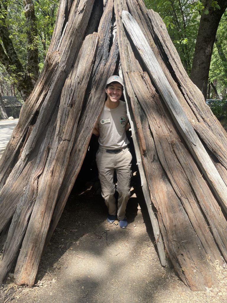 I am standing inside a Native American cultural and heritage house